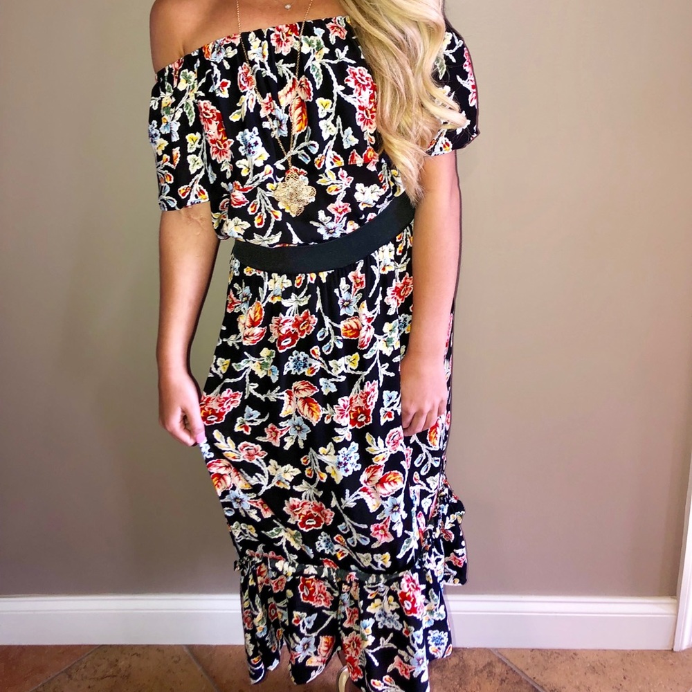 Floral off shoulder dress